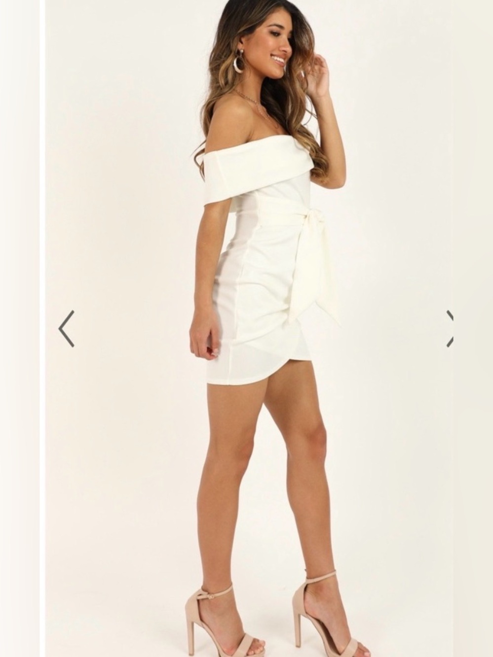Showpo Look to the Future Mini Dress Off the Shoulder Size 0 White